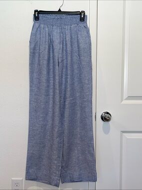 Light Blue Wide Leg Elastic Waist Pants